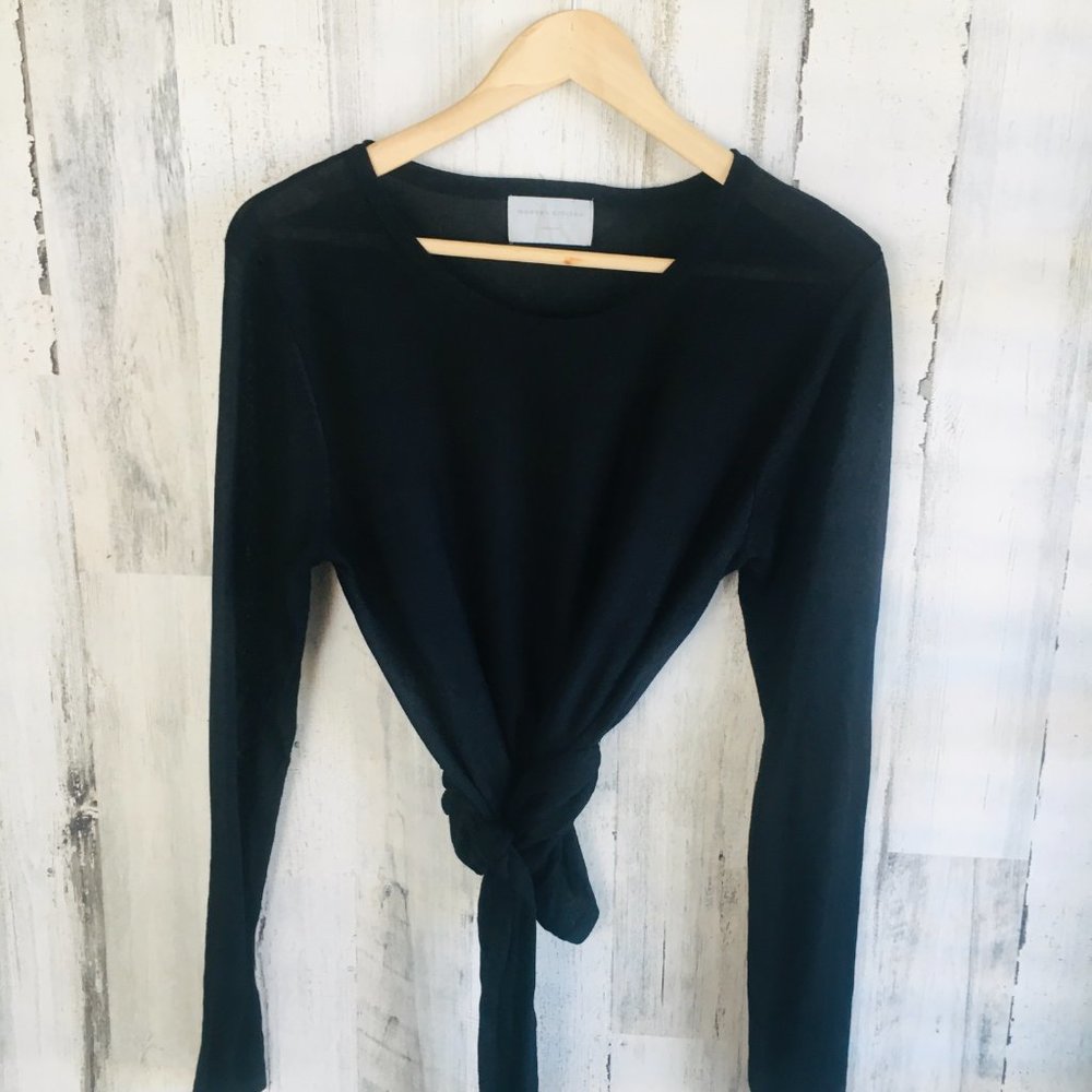 NWOT Modern Citizen Stevie Wrap Knit Top Long Sleeve Black Minimalist M